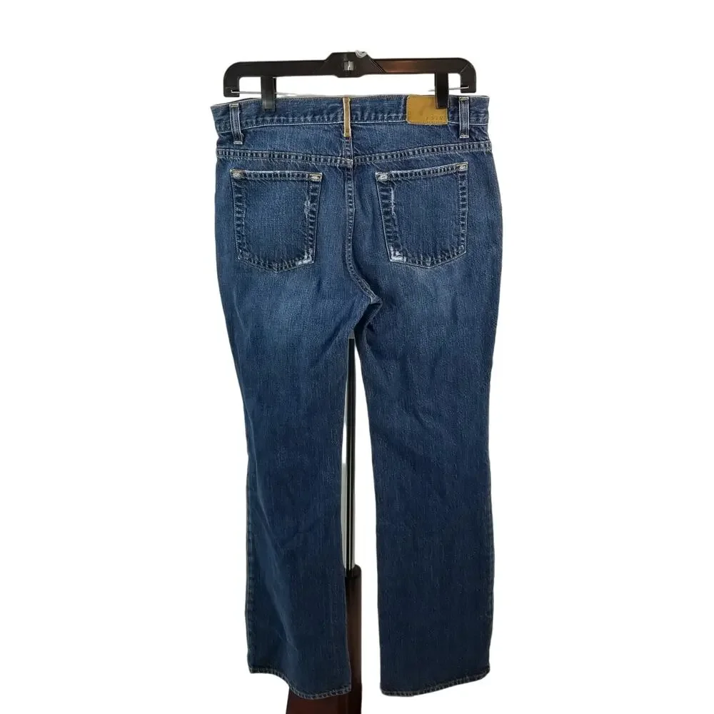 J. CREW Blue Denim Jeans Vintage USA Button Fly Bootcut Size 6